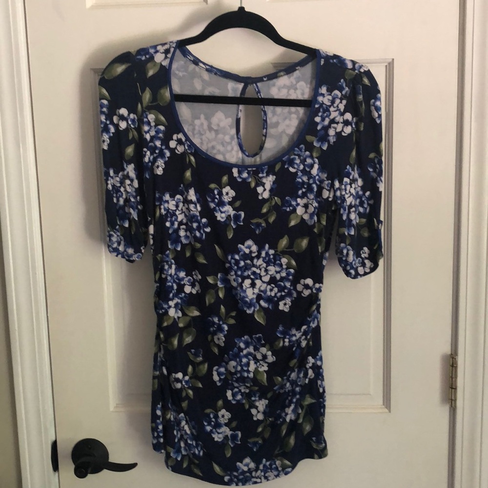WHBM Floral Keyhole Back Top